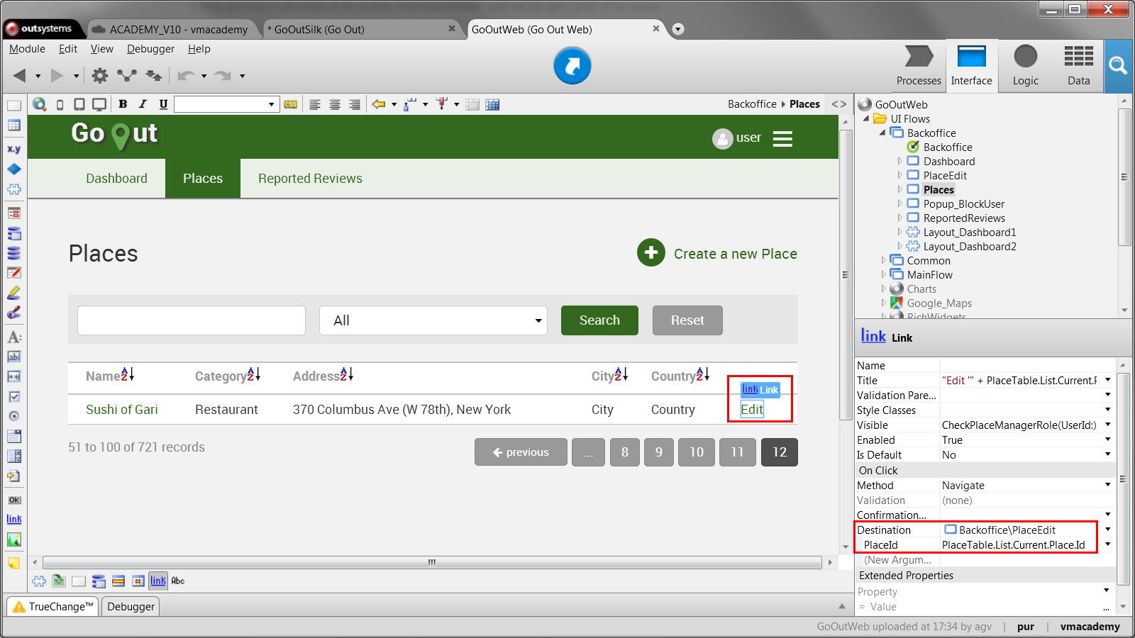 Navigate to Another Screen - Web