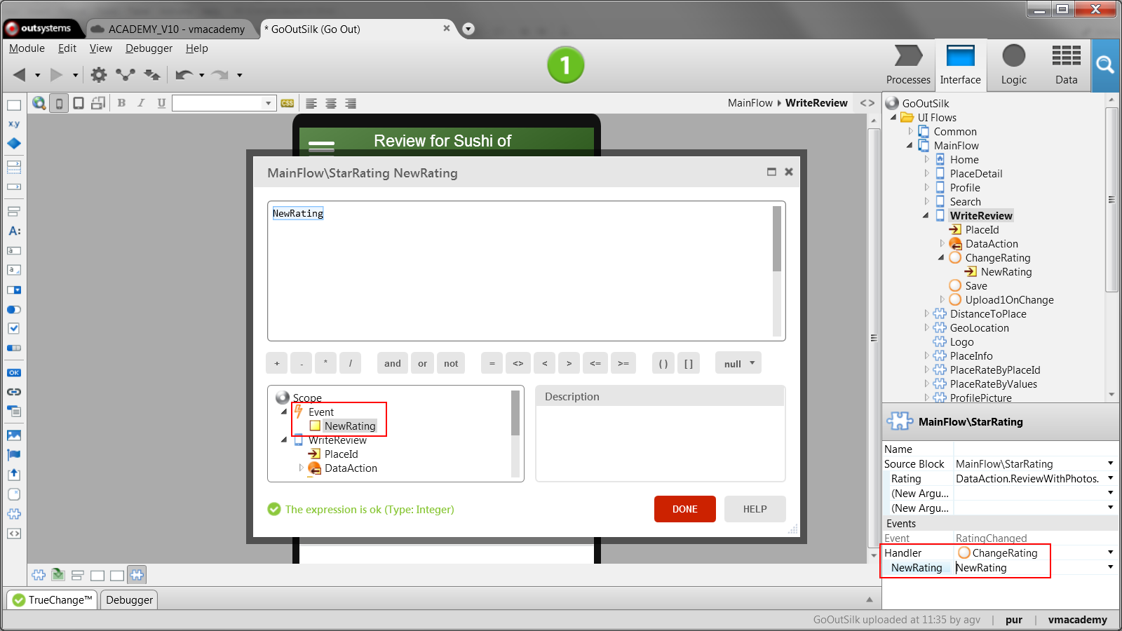 Propagate Changes from a Reusable Screen Element - Handle Event