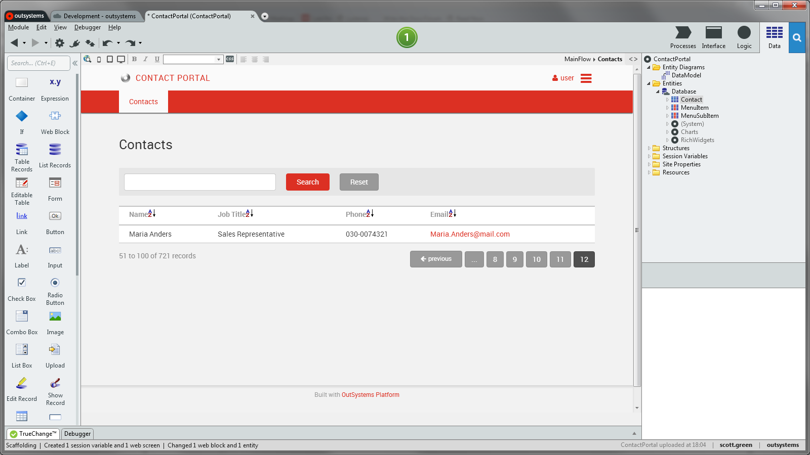 Contacts Screen